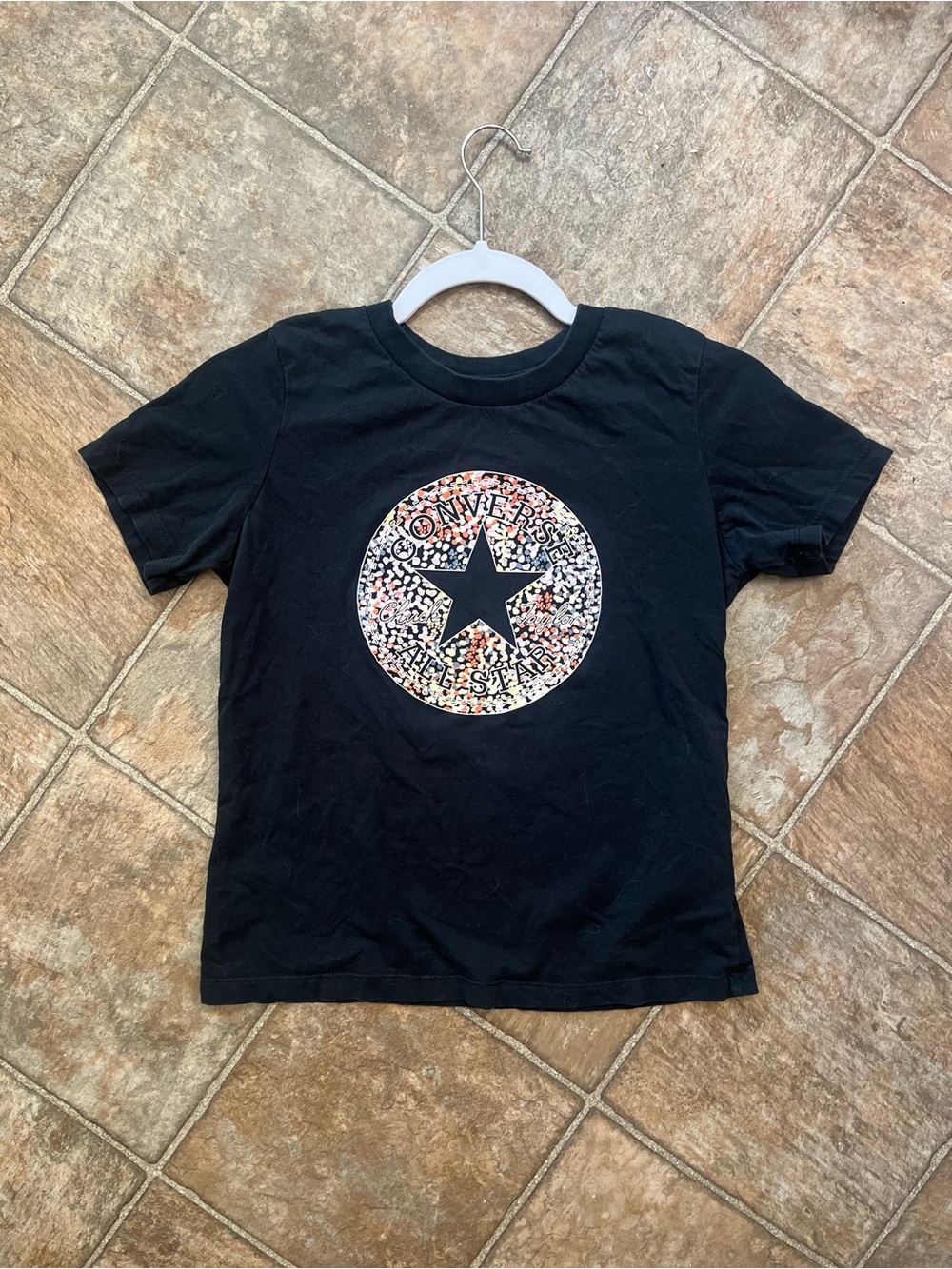 Converse Chuck Taylor All Star Floral Logo Tee Juniors XS Black EUC - Picture 4 of 5